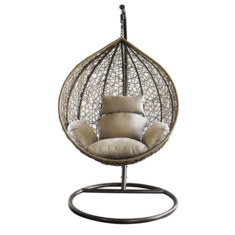 DONDOLO GIGLIO REALIZZATO CON STRTTURA IN ACCIAIO OPACO TORTORA WICKER NATURALE 105 X 71 X H118 CM