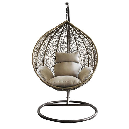 DONDOLO GIGLIO REALIZZATO CON STRTTURA IN ACCIAIO OPACO TORTORA WICKER NATURALE 105 X 71 X H118 CM