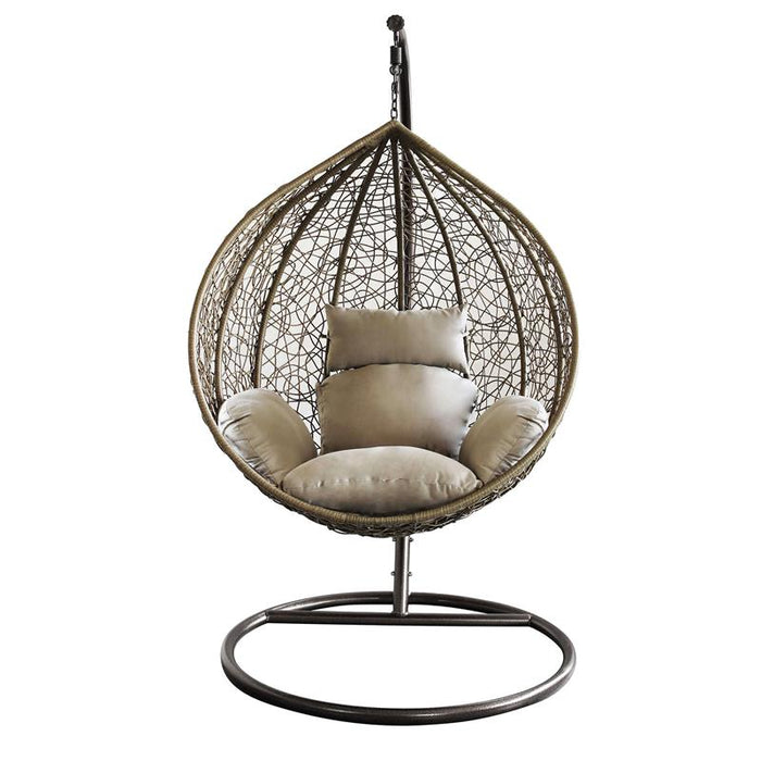 DONDOLO GIGLIO REALIZZATO CON STRTTURA IN ACCIAIO OPACO TORTORA WICKER NATURALE 105 X 71 X H118 CM