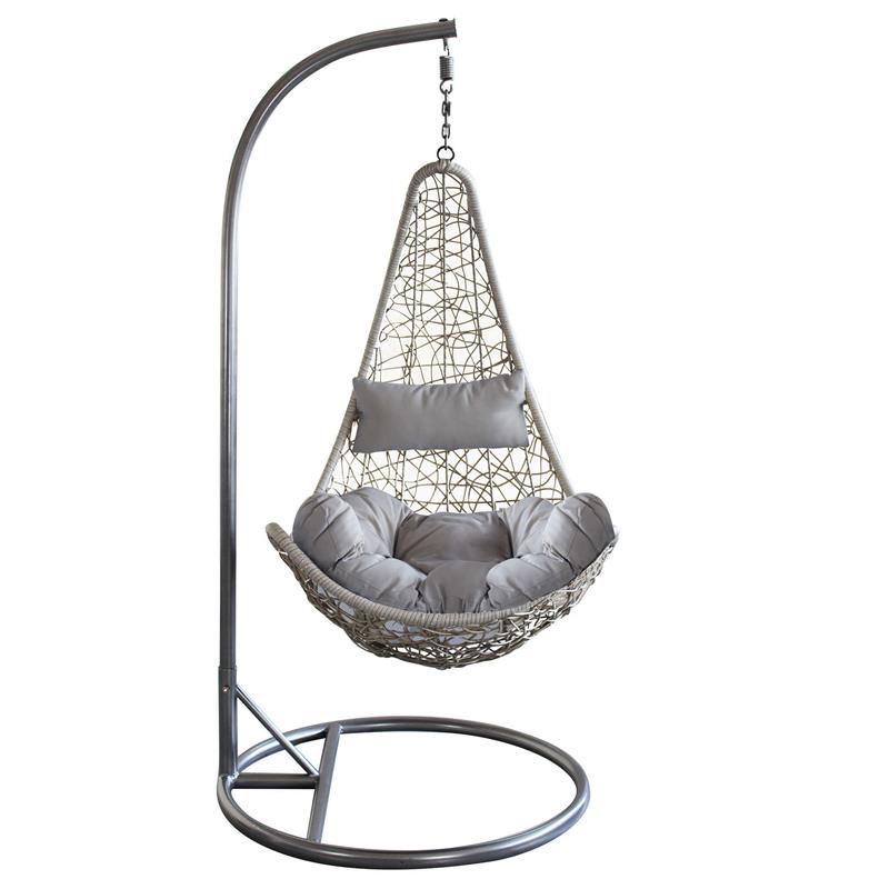 DONDOLO PONZA CON STRUTTURA IN ACCIAIO OPACO TORTORA E WICKER GRIGIO