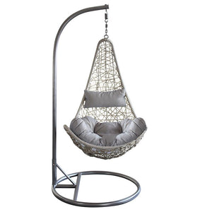 DONDOLO PONZA CON STRUTTURA IN ACCIAIO OPACO TORTORA E WICKER GRIGIO