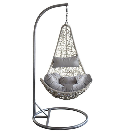 DONDOLO PONZA CON STRUTTURA IN ACCIAIO OPACO TORTORA E WICKER GRIGIO