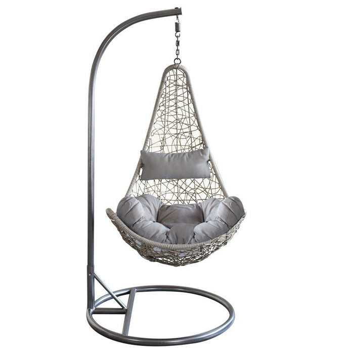 DONDOLO PONZA CON STRUTTURA IN ACCIAIO OPACO TORTORA E WICKER GRIGIO