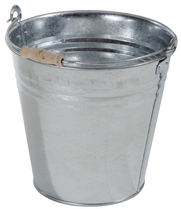 SECCHIO IN ZINCO RINFORZATO CON IMPUGNATURA IN LEGNO 12 LT