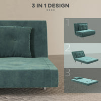 Poltrona Letto Singolo 100x88x83 cm in Velluto Verde Scuro