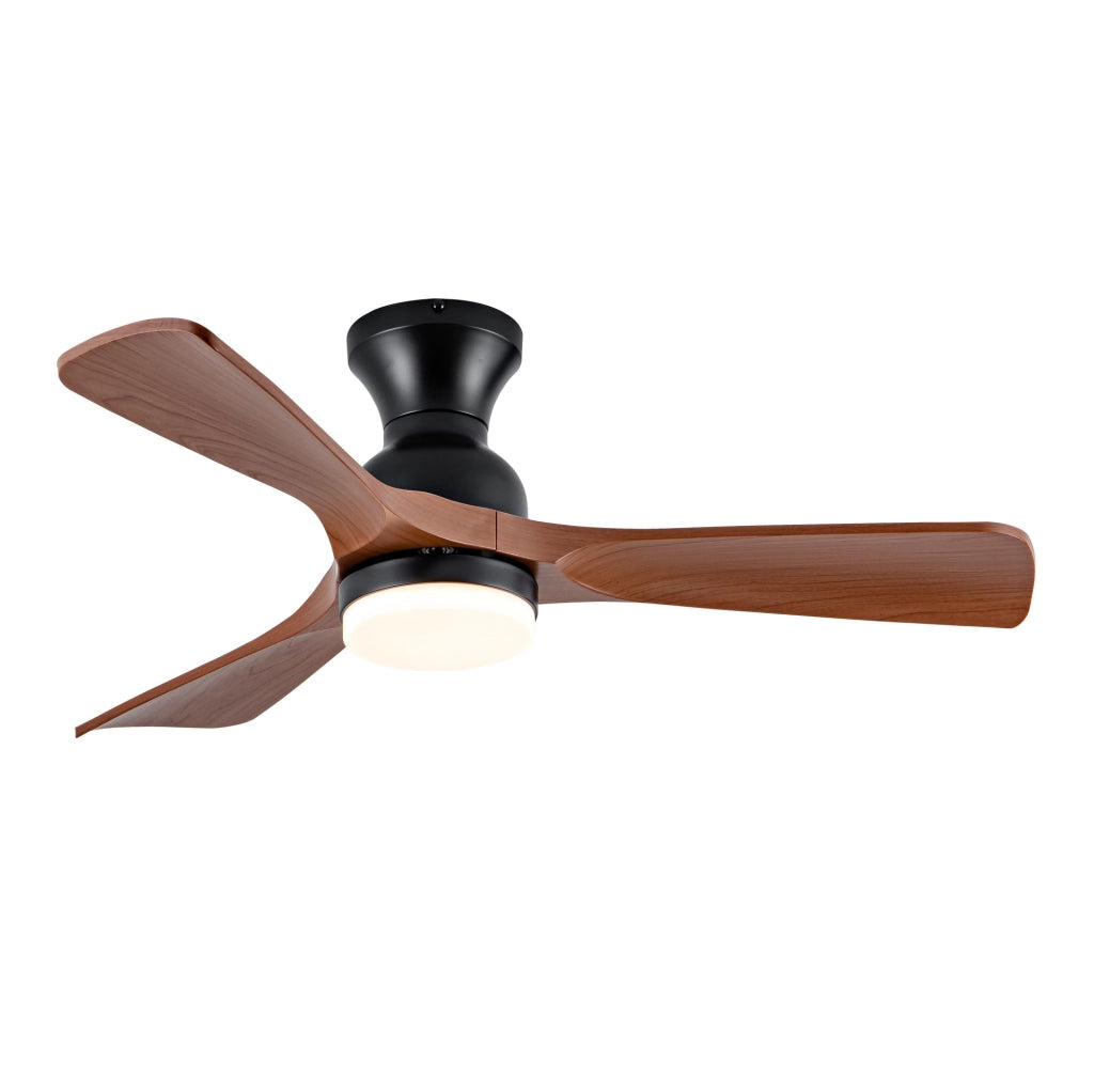 Ventilatore a soffitto 42" con luce LED, 3 pale ABS, 3CCT, motore DC, noce e nero