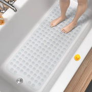 Pavimento antiscivolo, asciugamano estendibile, pinze laterali, antiscivolo, lavabile a macchina, adatto per vasche da bagno e pavimenti di bagno, 100*40cm. Materiale trasparente bianco.