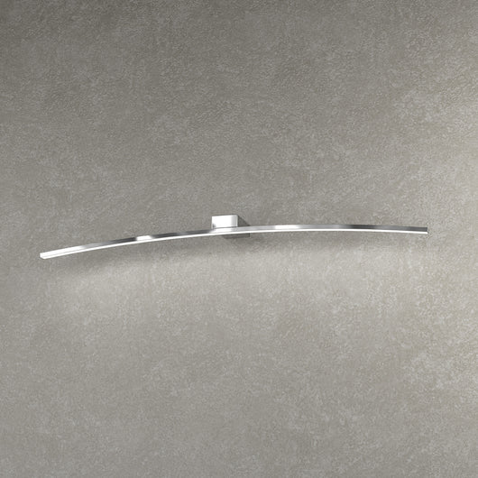 Applique Moderna Curved Metallo Cromo Diffusore Bianco Led 14,4W Calda 90Cm