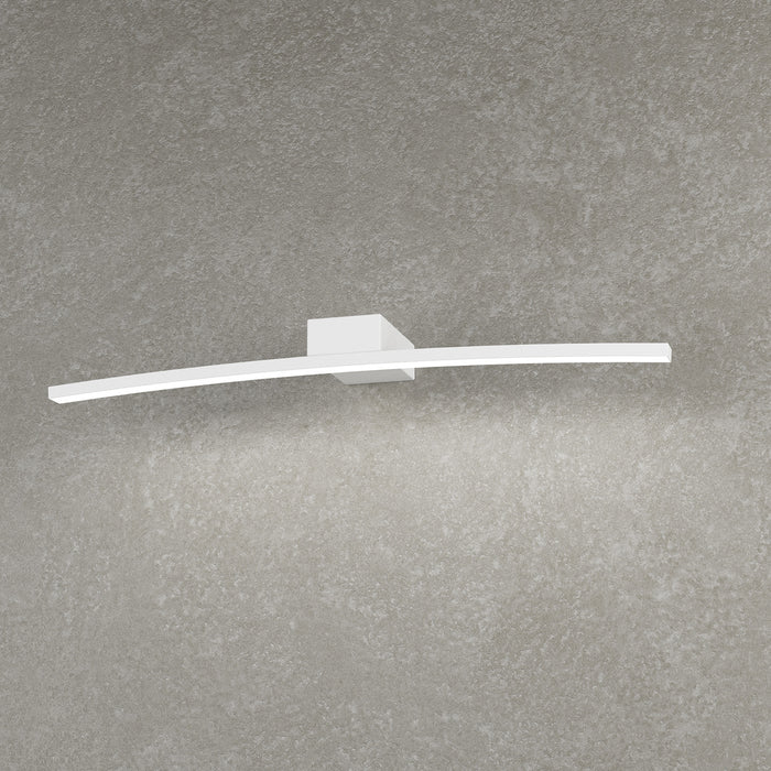 Applique Moderna Curved Metallo Bianco Diffusore Bianco Led 6W Calda 50Cm