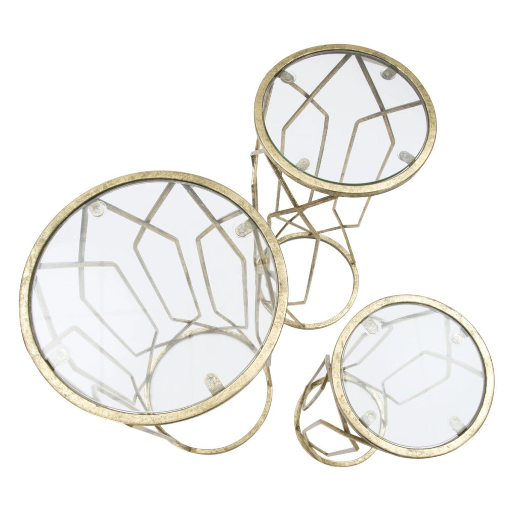 Set di Tavolini VKH597, Oro, Metallo, 32x32x71 cm
