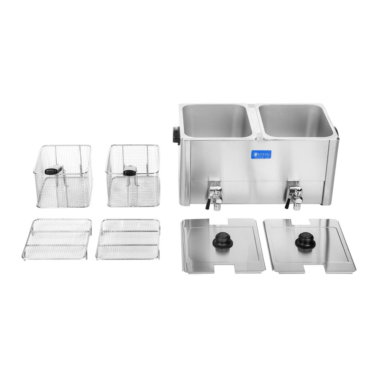 Friggitrice elettrica professionale da ristorante 2 rubinetti di scarico da 13 litri 14_0001787