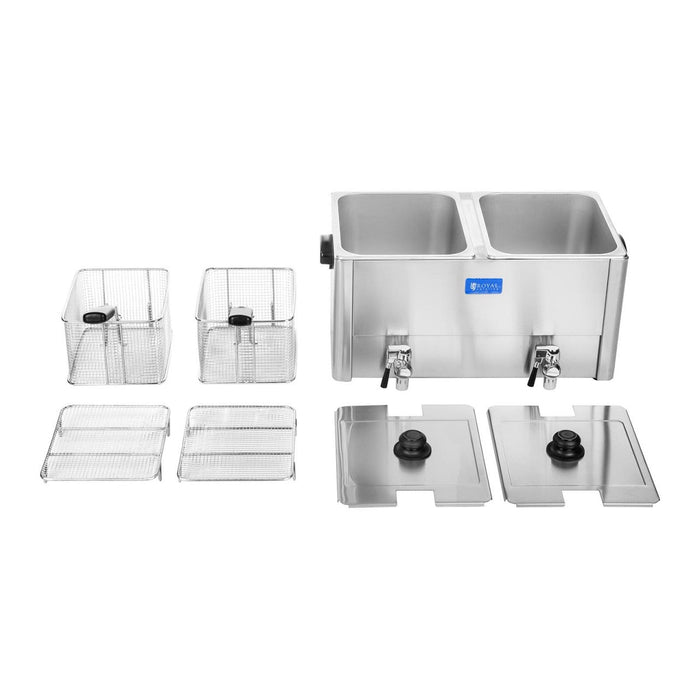 Friggitrice elettrica professionale da ristorante 2 rubinetti di scarico da 13 litri 14_0001787