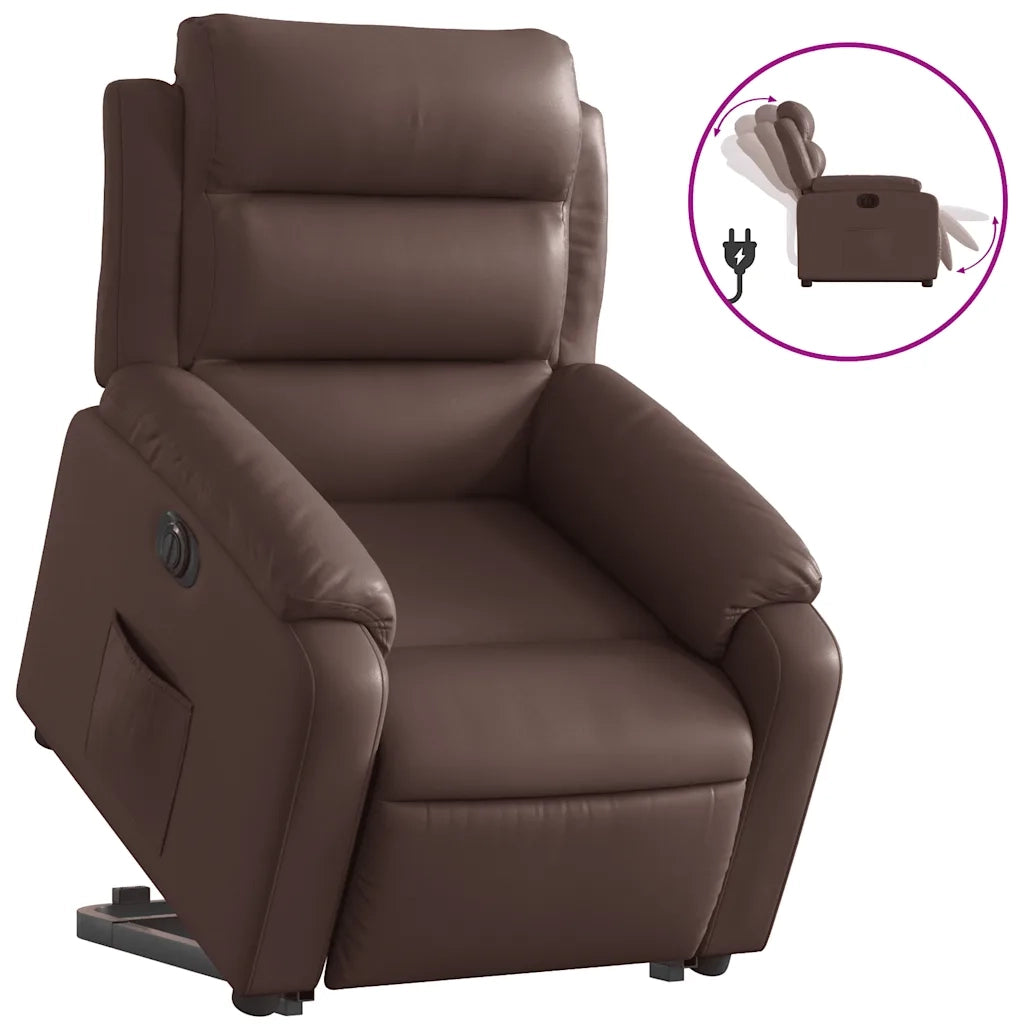 Poltrona Alzapersona Reclinabile Marrone in Similpelle 3205058
