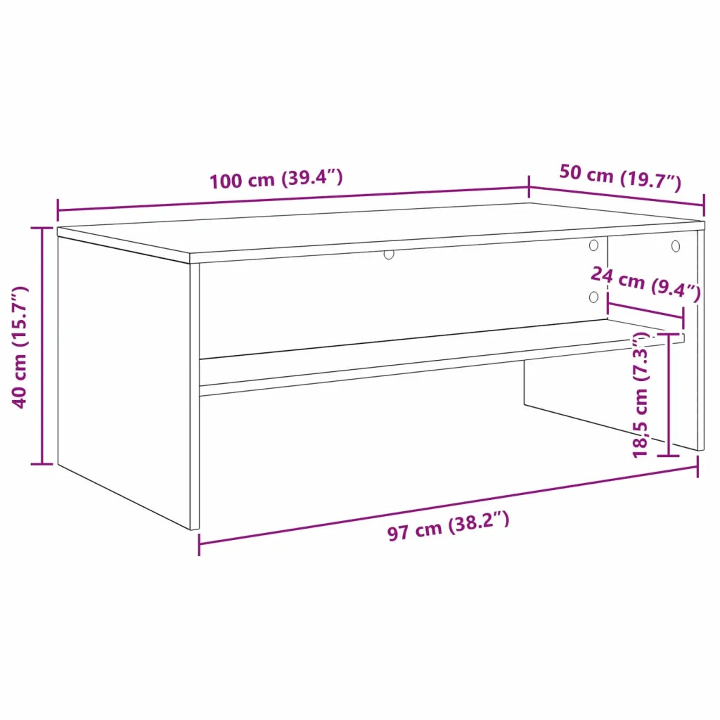 Tavolino da salotto Rovere artigianale 100 x 50 x 40 cm 8000291