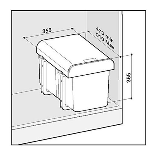 PATTUMIERA ESTRAIBILE CON 2 SECCHI DA 16 LITRI MAX 50 KG GUIDE IN ACCIAIO COPERCHIO ESTRAIBILE E LAVABILE 35,5X36,5X47,3 CM