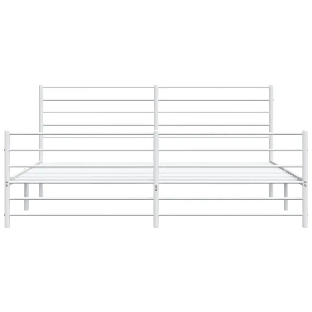 Giroletto con Testiera e Pediera-Struttura Letto Metallo Bianco 193x203 cm 553795