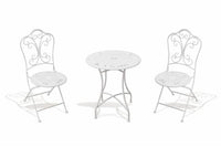PROVENCE SET TAVOLO E 2 SEDIE IN FERRO BATTUTO COLORE BIANCO