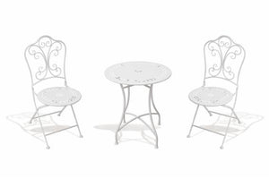 PROVENCE SET TAVOLO E 2 SEDIE IN FERRO BATTUTO COLORE BIANCO