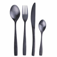 SET 16 POSATE MANHATTAN IN COLORE NERO SATINATO