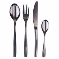 SET 16 POSATE MANHATTAN IN COLORE NERO LUCIDO