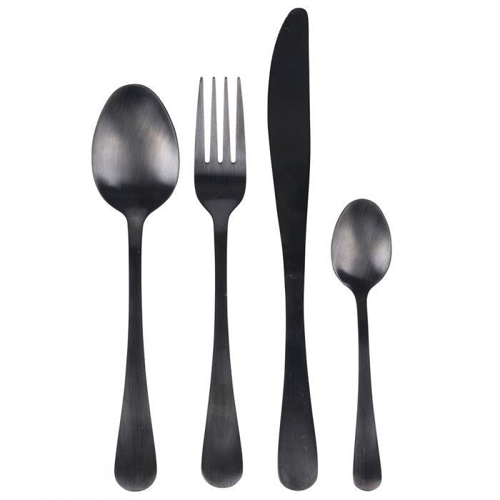 SET 16 POSATE 5TH AVENUE IN COLORE NERO SATINATO