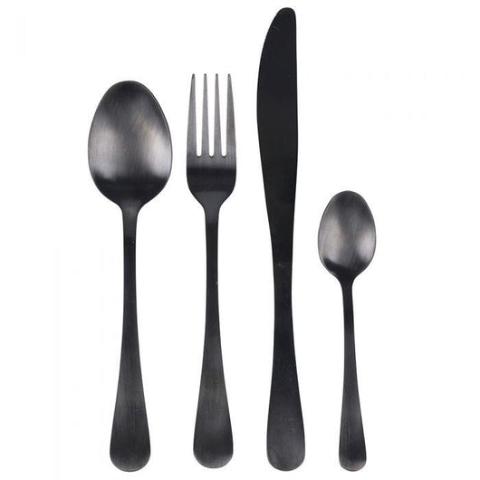 SET 16 POSATE 5TH AVENUE IN COLORE NERO SATINATO