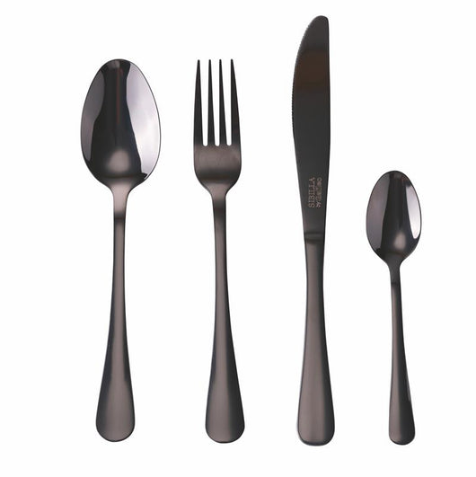 SET 16 POSATE 5TH AVENUE IN COLORE NERO LUCIDO