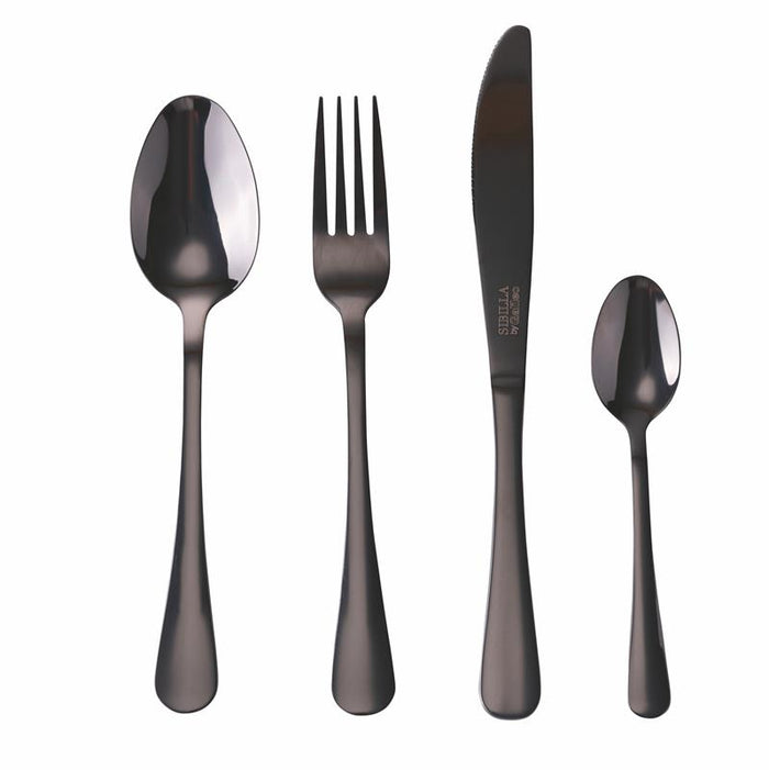 SET 16 POSATE 5TH AVENUE IN COLORE NERO LUCIDO