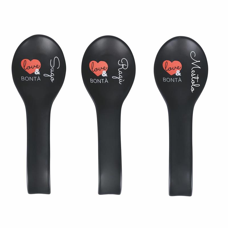 POGGIAMESTOLO LOVE BONTA' NERO 31X11 CM CON SCRITTA ASSORTITA
