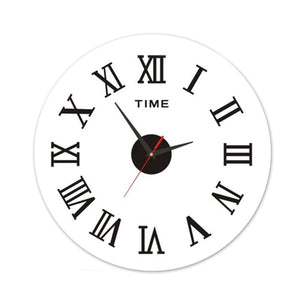 OROLOGIO ADESIVO DA PARETE TONDO DA 50 CM CON NUMERI ROMANI NERO