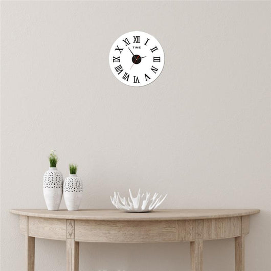 OROLOGIO ADESIVO DA PARETE TONDO DA 50 CM CON NUMERI ROMANI NERO