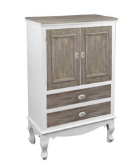 MOBILE CON ANTE E 2 CASSETTI BICOLOR 70X35X120 CM BIANCO E MARRONE