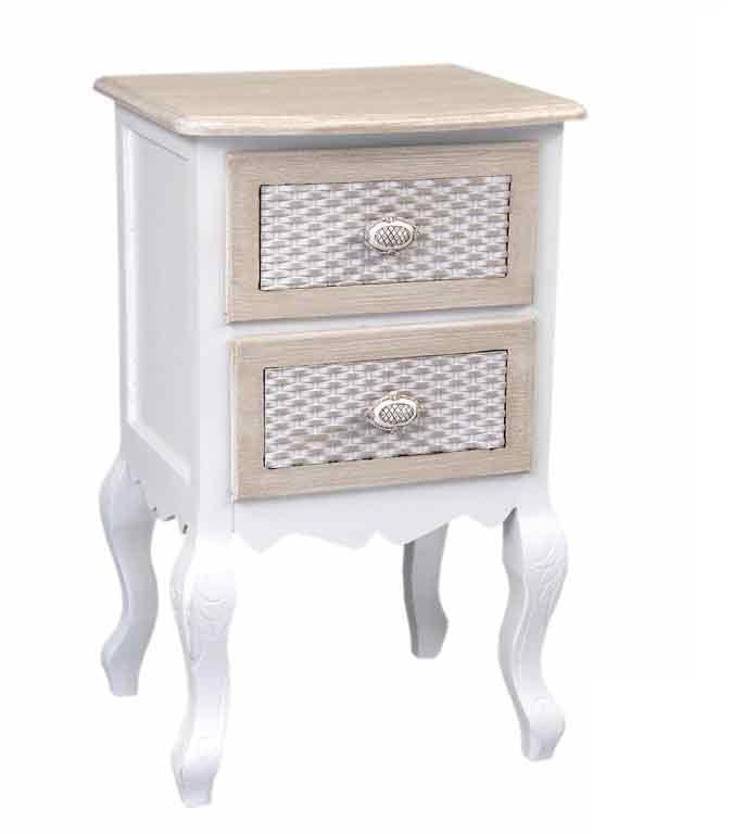CHARM COMODINO A 2 CASSETTI 40 X 32 X 67 CM COLORE BIANCO E CREMA