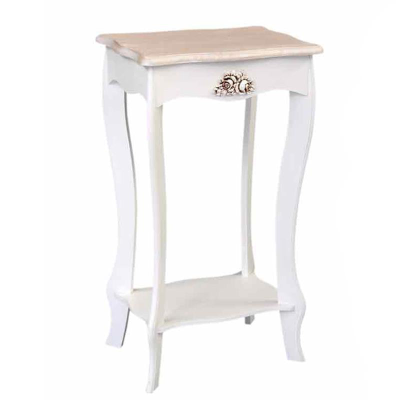 COMODINO CHARM CON RIPIANO CREMA 40 X30X70CM IN VOLORE BIANCO