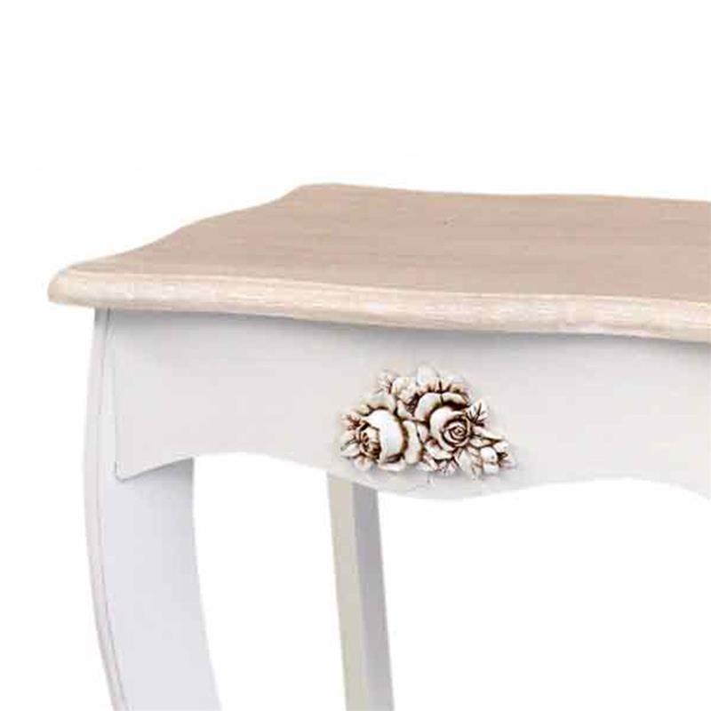 COMODINO CHARM CON RIPIANO CREMA 40 X30X70CM IN VOLORE BIANCO