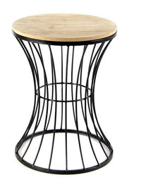 SGABELLO NERO CON SEDUTA IN LEGNO H 40 CM PER 30 CM