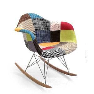 PATCHWORK MOSCA POLTRONA A DONDOLO IN TESSUTO CON GAMBE IN LEGNO 69 X 69 CM