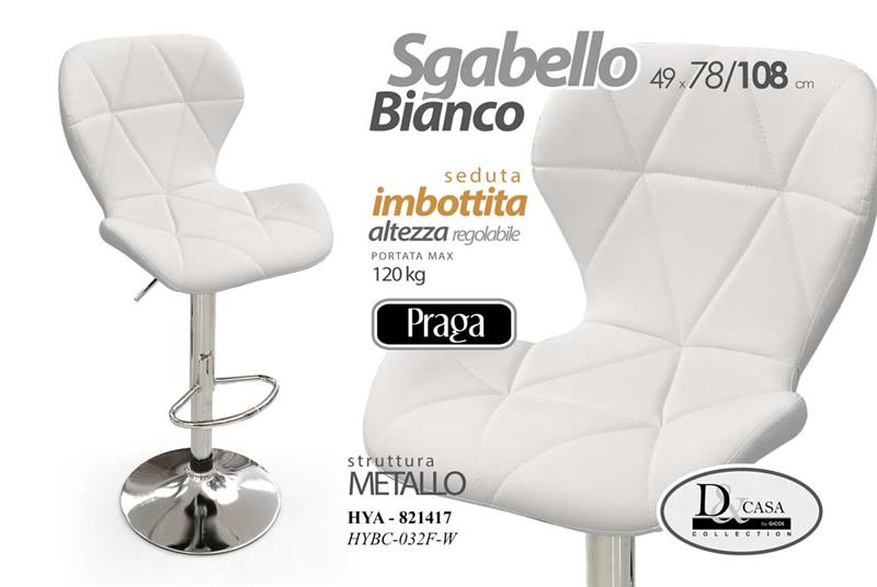 PRAGA SGABELLO CON DESIGN TRAPUNTATO 49 X 78 X 108 CM COLORE BIANCO