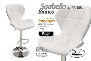 PRAGA SGABELLO CON DESIGN TRAPUNTATO 49 X 78 X 108 CM COLORE BIANCO