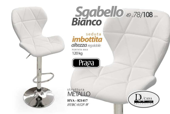PRAGA SGABELLO CON DESIGN TRAPUNTATO 49 X 78 X 108 CM COLORE BIANCO