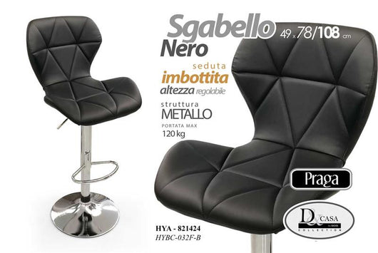 PRAGA SGABELLO CON DESIGN TRAPUNTATO 49 X 78 X 108 CM COLORE NERO
