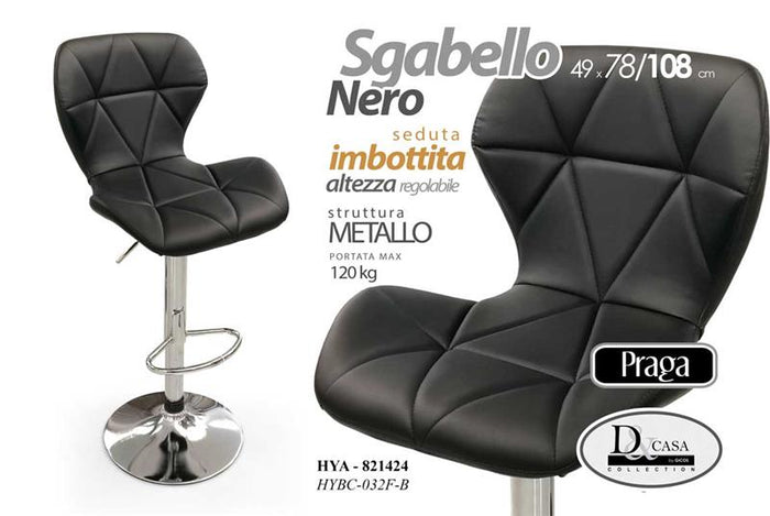 PRAGA SGABELLO CON DESIGN TRAPUNTATO 49 X 78 X 108 CM COLORE NERO