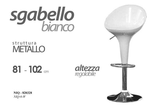 SGABELLO KIEV AD ALTEZZA REGOLABILE 81-102 CM IN COLORE BAINCO LUCIDO