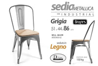SEDIA BRUGES VINTAGE 51 X 44 X 85 CM COLORE GRIGIO SEDUTA IN LEGNO