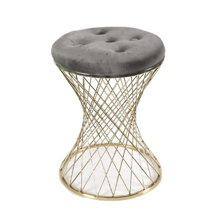 SGABELLO LISBONA IN METALLO CON SEDUTA IMBOTTITA Ø 35 X 47 CM GRIGIO