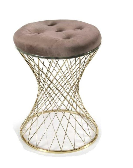 LISBONA SGABELLO CON STRUTTURA IN METALLO ORO SEDUTA IMBOTTITA 35XH47 CM MARRONE