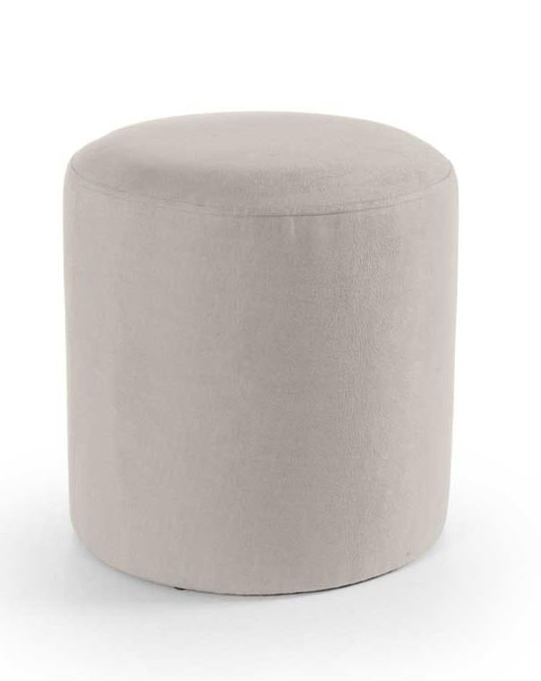 ELVAN POUF TONDO CON EFFETTO VELLUTO 40XH40 CM IN COLORE CREMA
