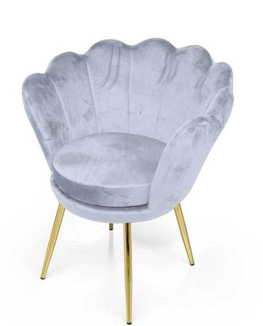 POLTRONA CON SEDUTA IN VELLUTO E GAMBE IN METALLO ORO 58X67XH79CM AZZURRO CHIARO