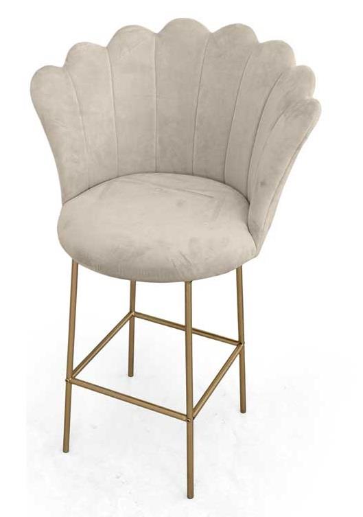 SGABELLO A FIORE CON SEDUTA IN VELLUTO 65X54XH104 CM COLORE BEIGE