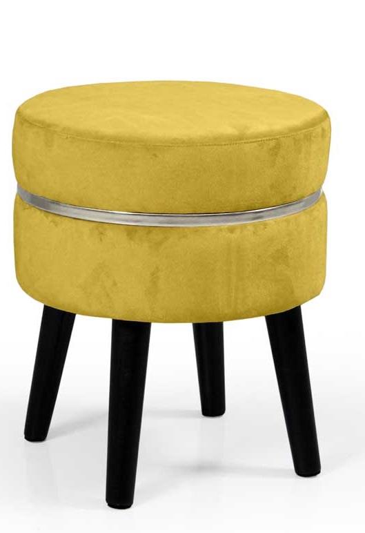 POUF CON SEDUTA IN VELLUTO E GAMBE NERE 35 X H40 CM COLORE GIALLO ORO